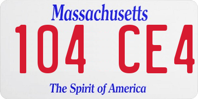 MA license plate 104CE4