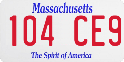 MA license plate 104CE9