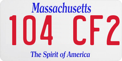 MA license plate 104CF2
