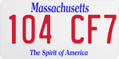 MA license plate 104CF7