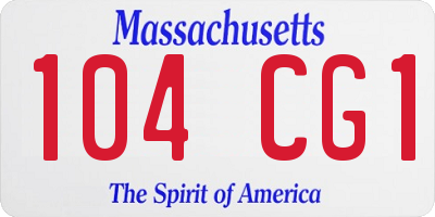 MA license plate 104CG1