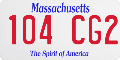 MA license plate 104CG2