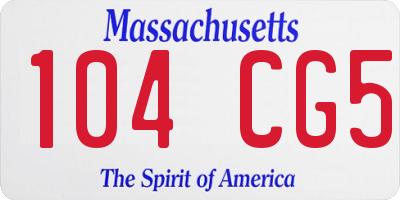MA license plate 104CG5