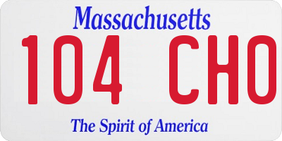 MA license plate 104CH0
