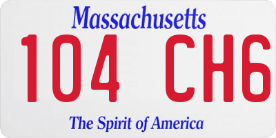 MA license plate 104CH6