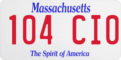 MA license plate 104CI0