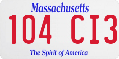 MA license plate 104CI3