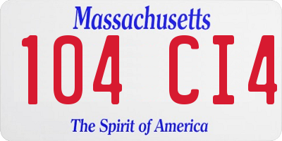 MA license plate 104CI4