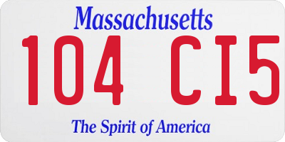 MA license plate 104CI5