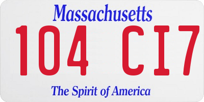 MA license plate 104CI7