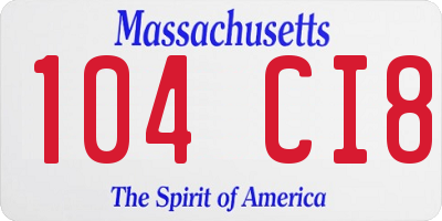 MA license plate 104CI8