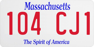 MA license plate 104CJ1