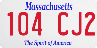 MA license plate 104CJ2