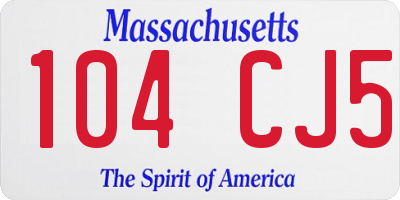 MA license plate 104CJ5