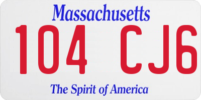 MA license plate 104CJ6