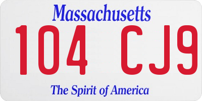 MA license plate 104CJ9
