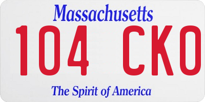 MA license plate 104CK0