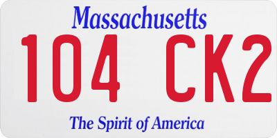 MA license plate 104CK2