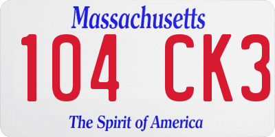 MA license plate 104CK3