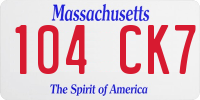 MA license plate 104CK7