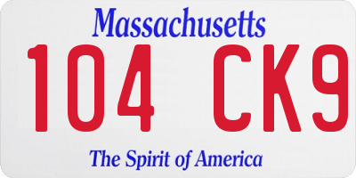 MA license plate 104CK9