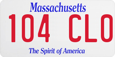MA license plate 104CL0