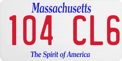 MA license plate 104CL6
