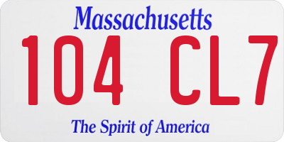 MA license plate 104CL7