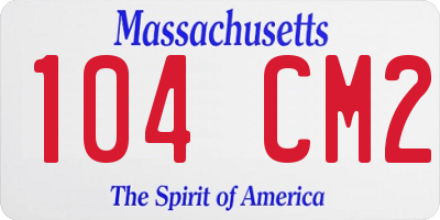 MA license plate 104CM2