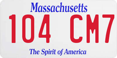MA license plate 104CM7