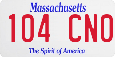 MA license plate 104CN0