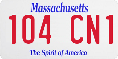 MA license plate 104CN1