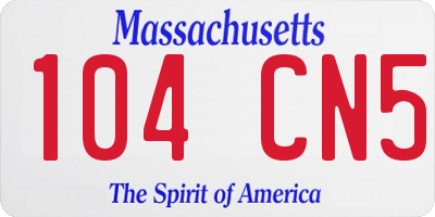 MA license plate 104CN5