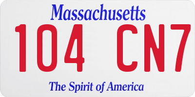 MA license plate 104CN7