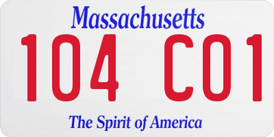 MA license plate 104CO1