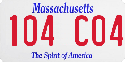 MA license plate 104CO4