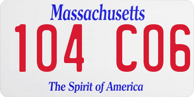 MA license plate 104CO6