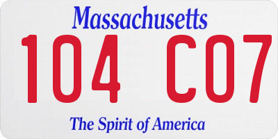 MA license plate 104CO7