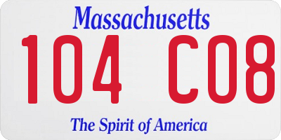 MA license plate 104CO8