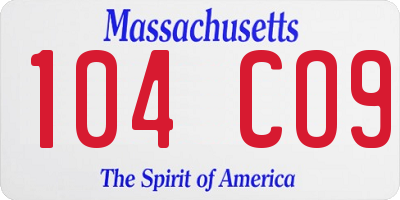 MA license plate 104CO9