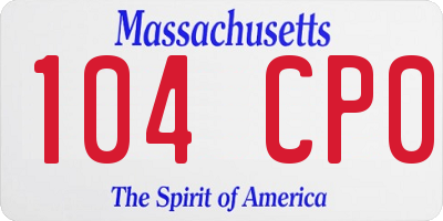 MA license plate 104CP0