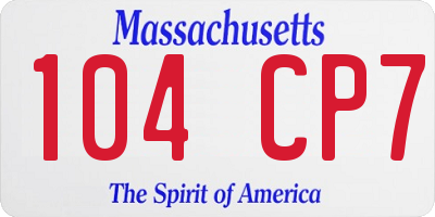 MA license plate 104CP7
