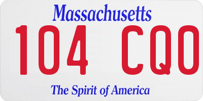 MA license plate 104CQ0