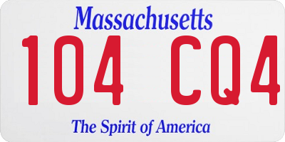 MA license plate 104CQ4