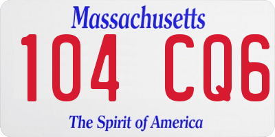 MA license plate 104CQ6