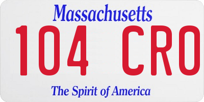 MA license plate 104CR0
