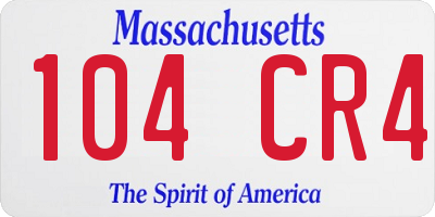 MA license plate 104CR4