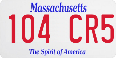 MA license plate 104CR5