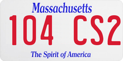 MA license plate 104CS2