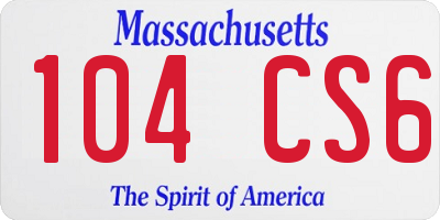 MA license plate 104CS6